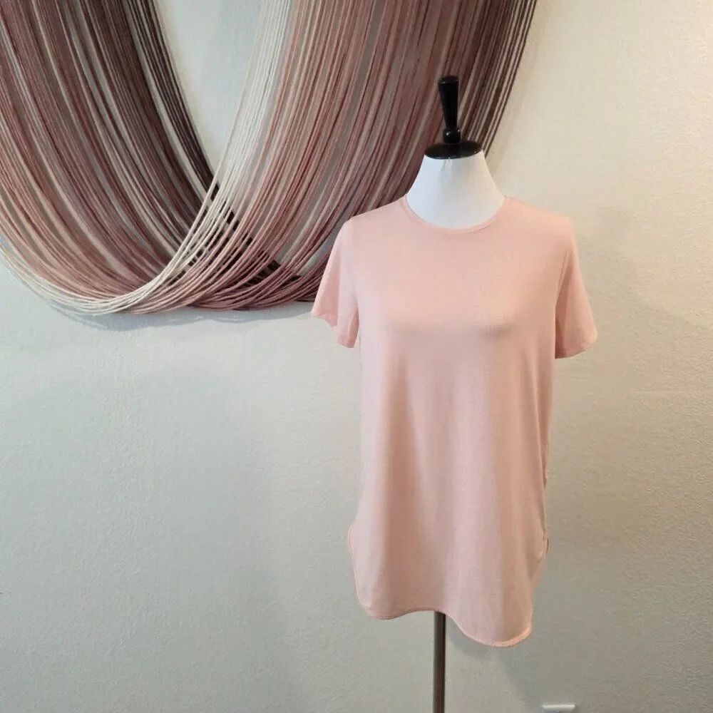 Lands' End Peach Striped Tee Shirt Sz S